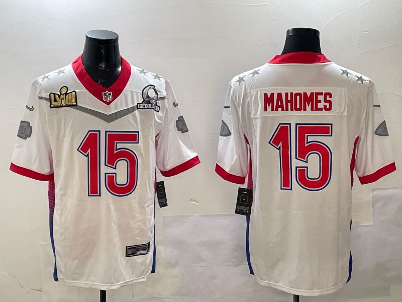 Men Kansas City Chiefs #15 Mahomes White All star 2025 Nike Vapor Limited NFL Jersey style 2